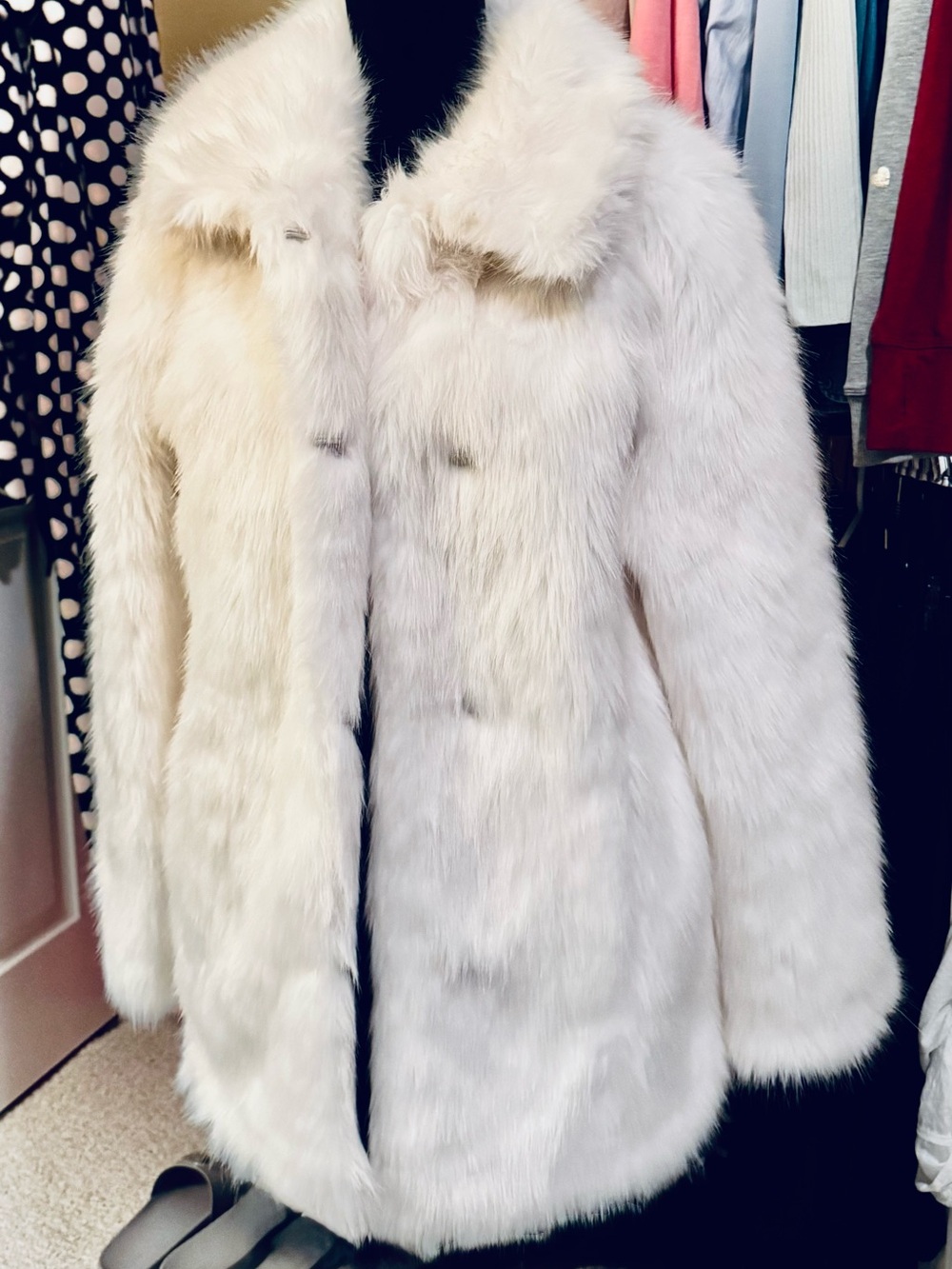 Express Women’s White Faux Fur Coat
